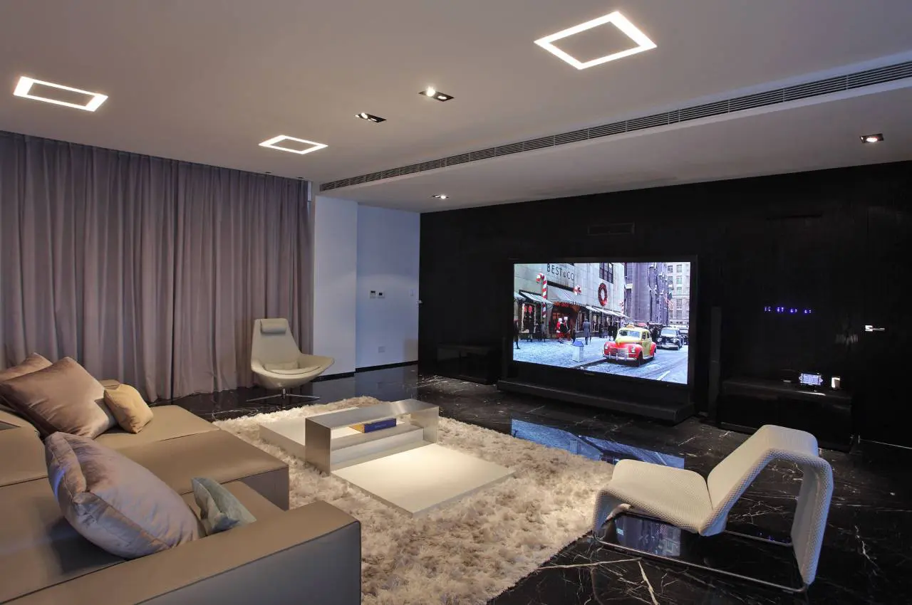Luxurious living room entertainment setup