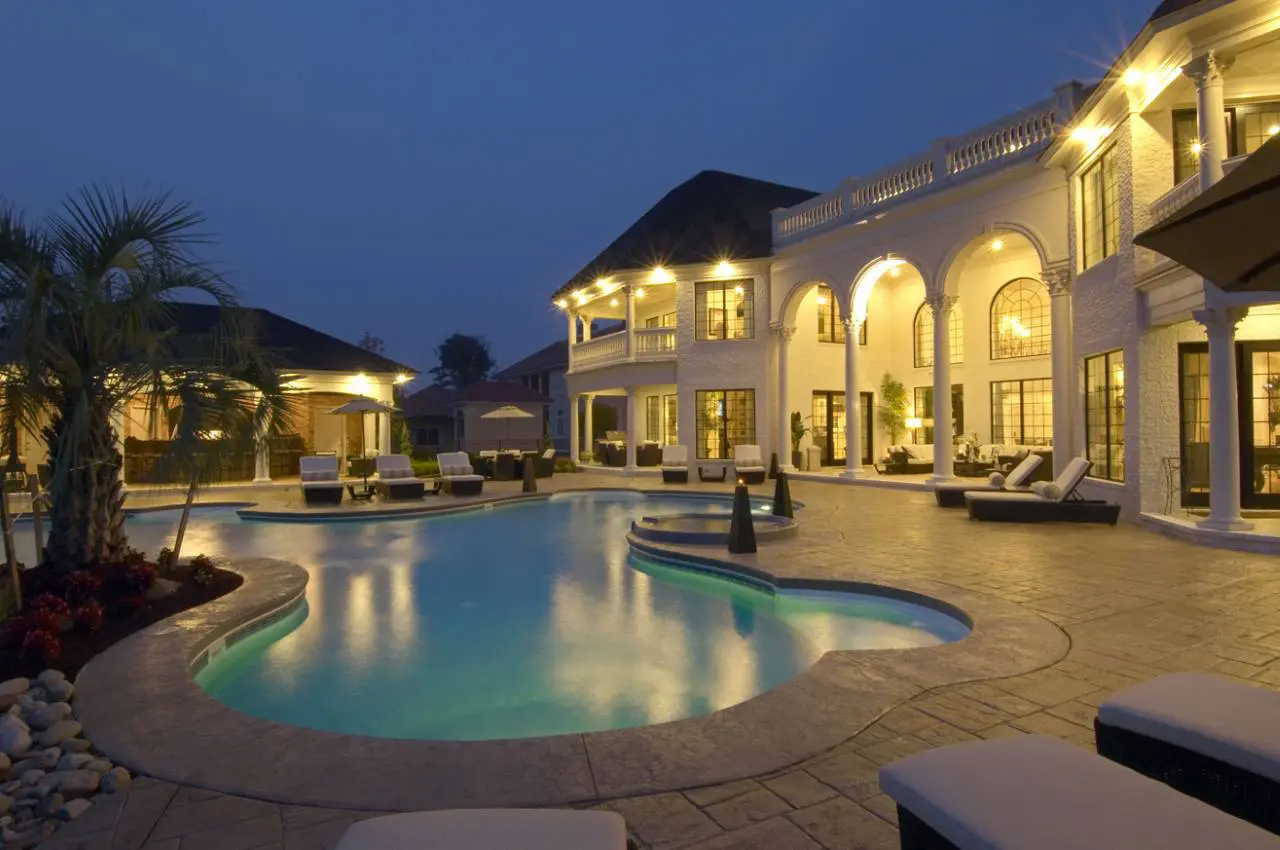 Elegant villa with poolside relaxation area