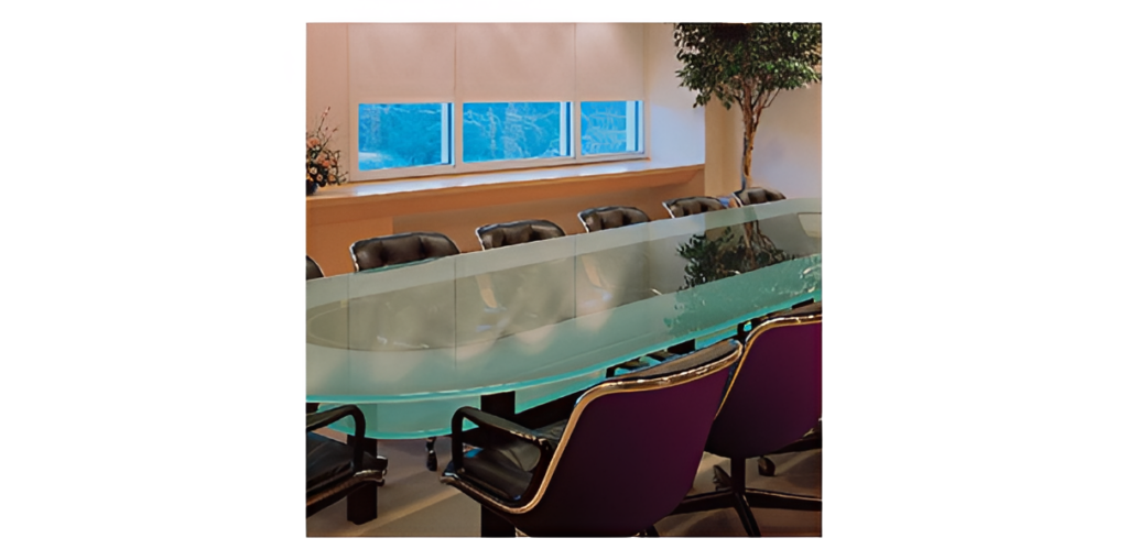 Modern conference room with glass table